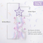 Pretty Jolly Purple Star Kids Dream Catcher Wall Decor Pompom Feather Baby Dreamcatcher Handmade Children Dream Catcher Home Décor Wall Hanging for Nursery Bedroom Boys Girls Birthday Gift-25.6in