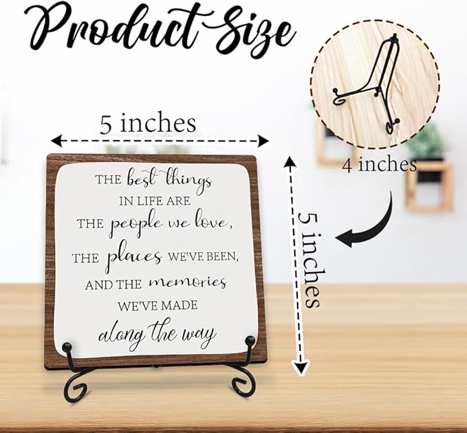 5” Motivational Wooden Sign Decoration - The Best Things In Life Are The People We Love - Rustic Wood Plaque Decor For Home Office Desk Shelf Decor Inspirational Gifts For Women Men - A18