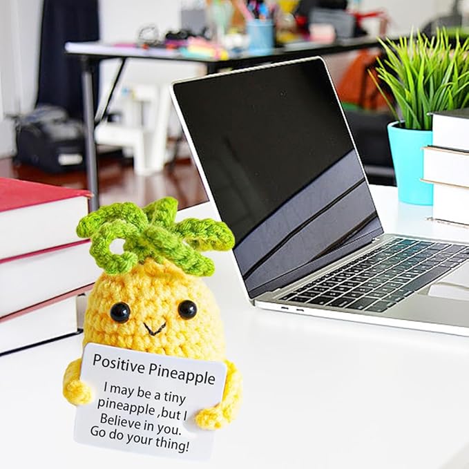 2Pcs Funny Gifts, Emotional Positive Support Potato Pineapple, Handmade Crochet Lemon Knitted Doll Gifts for Women, Boys, Girls.