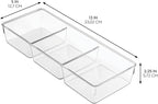 iDesign 3-Section Drawer Organizer for Kitchen, Bathroom, and Desk Drawers - Set of 6 - Clear