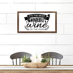 Scripture Verses 12x22in Hanging Wall Sign with Positive Saying Its the Most Wonderful Wine of the Year Vintage Style Apricot Frame Wooden Plaque for Cottage Bedroom Farmhouse Porch Wall Decor