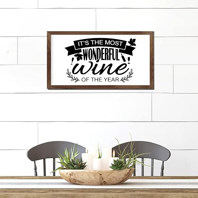 Scripture Verses 12x22in Hanging Wall Sign with Positive Saying Its the Most Wonderful Wine of the Year Vintage Style Apricot Frame Wooden Plaque for Cottage Bedroom Farmhouse Porch Wall Decor