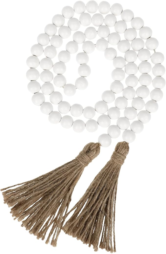 IMIKEYA Wooden Beads Garland: Farmhouse Wood Bead Garland for Tiered Tray Farmhouse s Hanging Wood Rustic s for Coffee Table Decor