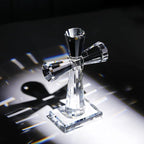 YWHL Handmade Crystal Cross Standing Religious Gifts for Women Men, Glass Cross Collectible Figurines for Home Decoration