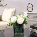 Square Glass Vases Set of 9, 4"x 4"x 4" Flower Vases for Centerpieces, Green Glass Vase for Flowers, Small Vase for Wedding, Party, Home Office Decoration