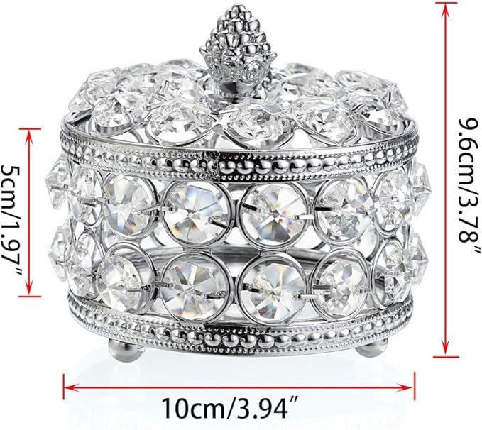 Hipiwe Crystal Mirrored Jewelry Box Jewelry Trinket Organizer Box Home Decor Ring Earrings Necklace Storage Holder Keepsake Box