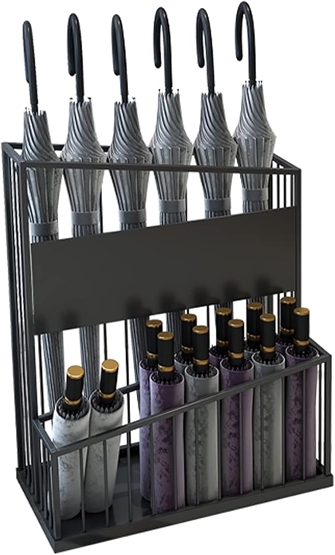 Large-Capacity Commercial Umbrella Stand Umbrella Holder for Hotel Offices - 2 Tier Metal Umbrella Stand, Entrance Umbrella Organizer
