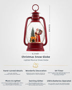 12.6 Inch Large Christmas Snow Globes, Snow Globe Christmas with Santa, Glittering Snow Globe Lantern with Timer, Musical Christmas Snow Globe for Christmas Decor(Santa)