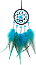 Rear View Mirror Accessories Small Dream Catcher for Car, Turquoise Blue Mini Dreamcatcher for Rearview Mirror Hanging