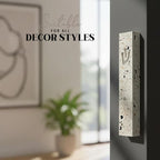 SURI Mezuzah Case – 5 Inch Terrazzo Cream and Pink Concrete Jewish Door Mezuza Cover with Printed Scroll, Self-Stick Adhesive, Fits a 4 Inch Scroll, Gift Box Included