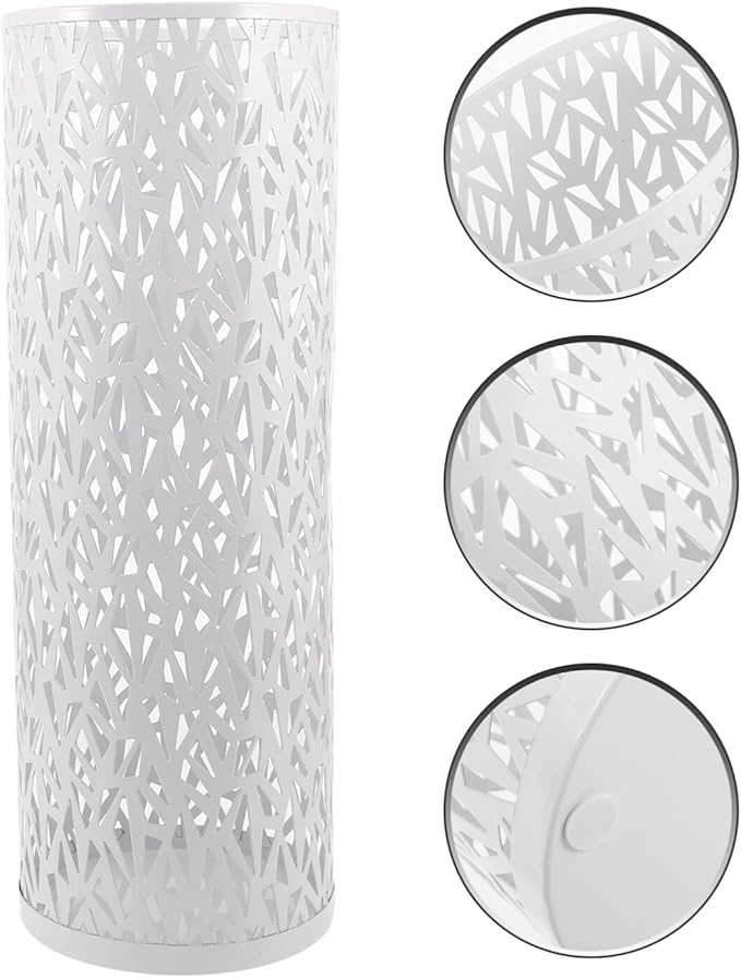 Toddmomy Umbrella Holder, Umbrella Stand for Entryway, Metal Umbrella Organizer Round Umbrella Rack Freestanding Tall Floor Vase Canes Walking Sticks Golf Clubs Organizer White