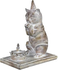 Young's Inc. Cat Figurine - Cute Cat Statue - Whimsical Cat Decor for Cat Lovers - Cat Collectibles and Meditation Decor - Cat with Birthday Cake - 4.72" L x 2.56" W x 4.33" H