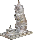 Young's Inc. Cat Figurine - Cute Cat Statue - Whimsical Cat Decor for Cat Lovers - Cat Collectibles and Meditation Decor - Cat with Birthday Cake - 4.72" L x 2.56" W x 4.33" H
