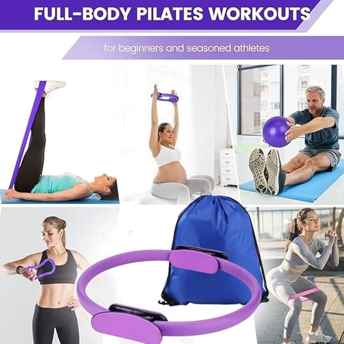 Pilates Essentials Kit for Women Set of 13, Yoga Sets at Home, Includes Pilates Ring, 8-Shaped Tension Band, Yoga Ball - Perfect for Women's Home Workouts & Beginners