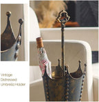 Vintage Metal Umbrella Holder, Creative Umbrella Shape Home Decor, Retro Freestanding Cane Holder, Multifunctional Umbrella Stand for Home or Commercial
