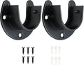 2 Packs Stainless Steel Closet Rod End Supports 1-1/3 Inch Wardrobe Bracket Heavy Duty Closet Pole Sockets Flange Rod Holder, U-Shaped with Screws, Black