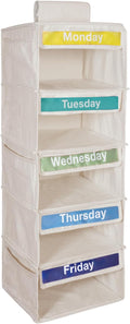 Weekly Clothes Organizer for Kids-Day of The Week Clothes Organizer for Kids-Kids Daily Clothes Organizer-Monday Friday Clothes Organizer-Kids Closet Organizer (Warm white)