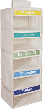Weekly Clothes Organizer for Kids-Day of The Week Clothes Organizer for Kids-Kids Daily Clothes Organizer-Monday Friday Clothes Organizer-Kids Closet Organizer (Warm white)
