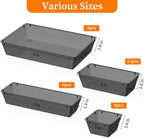 32 PCS Clear Plastic Drawer Organizer Set, 4-Size vanity organizer Trays and Storage Bins for Makeup, Jewelry and Gadgets in Bedroom, Bathroom and Office, Clear Black