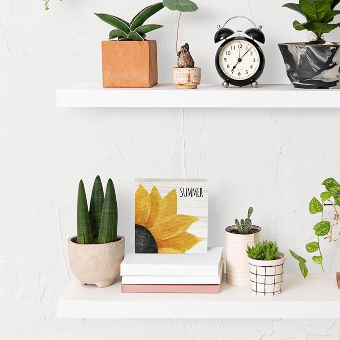 IYEZH Sunflower Kitchen Decor, Summer Decorations for Home Wooden Box Sign Rustic Farmhouse Wood Box Sign Home Desk Tabletop Shelf Decor