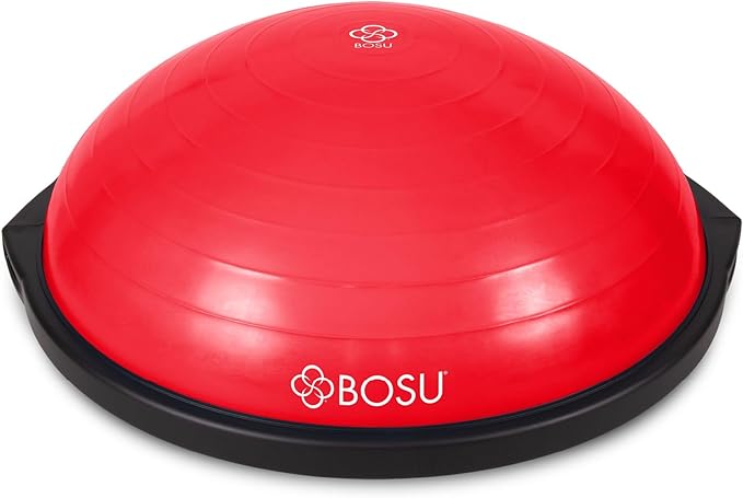 Bosu Balance Ball Exercise Trainer, Home Gym Equipment w/ Guided Workouts & Pump, 26", Blue - Inflatable Fitness Platform for Strength Training, Standing, Balancing, and Core Workout