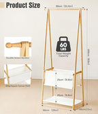 Bamboo Clothes Rack with Storage Box and Storage Shelf, Portable Extra Large Garment Rack Clothing Rack, Foldable Wardrobe For Entryway and Bed Room (S - 31.5 Inch)