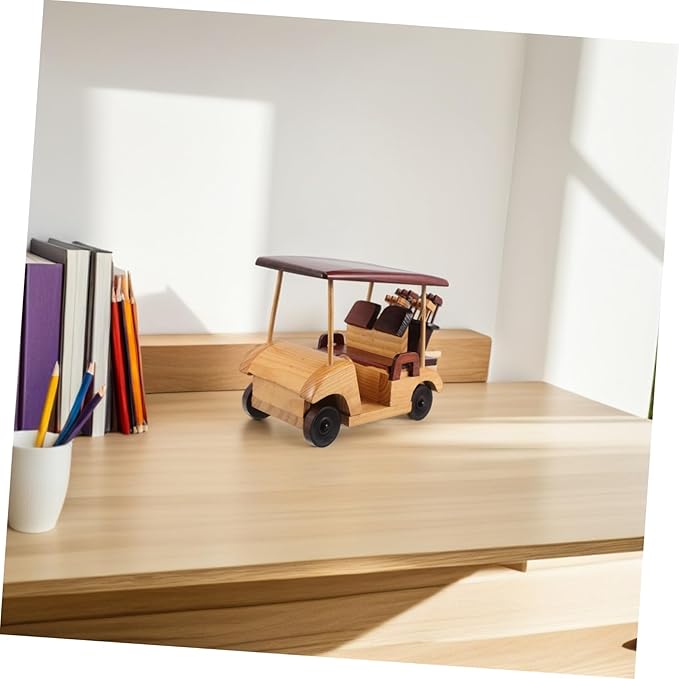 VICASKY Antique Wooden Car Statue Vintage Vehicle Sculpture Collectible Car Figurine for Home