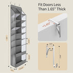Yecaye 2 Pack 8 Tier Over the Door Organizer Hanging with Large Pockets, Back Door of Storage for Nursery, Closet and Bathroom, Partition Behind Door Shoe Organizers Shelf with Baby Clothes, Grey