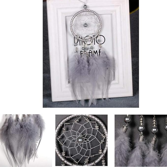 Car Charms for Rear View Mirror, Small Gray Dream Catchers for Cars Mirror Hanging Decorations