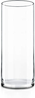 CYS Excel Clear Glass Cylinder Vase (H:12" D:4") | Multiple Size Choices Glass Flower Vase Centerpieces | Hurricane Floating Candle Holder