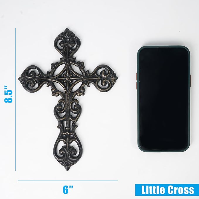 DreamsEden Metal Cross Wall Decor, Small Hanging Art Home Room Decoration, 8.5’’H