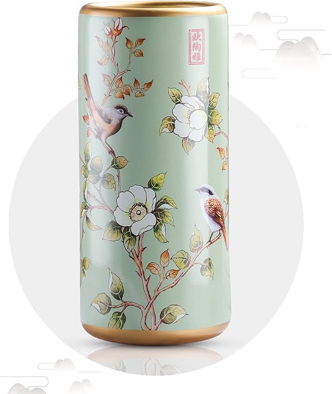 Ceramic Umbrella Stand, Vintage Ceramic Umbrella Stand, Umbrella Holder for Entryway, Multi-Functional Painted Porcelain, for Home Office Entrance Indoor(B)