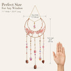 AWLEE Crystal Dream Catcher Pink, Boho Moon Dream Catchers for Adults Girls, Handmade Crystal Dreamcatcher Wall Hanging for Bedroom Living Room Window Garden Décor
