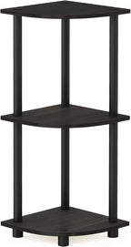 Furinno TURN-N-TUBE Corner Shelf, 3-Tier Corner Bookshelf, Display Storage Shelves with Open Shelves, for Organization and Storage, Living Room, Home Office, Garage, Espresso