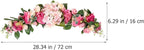 LIFKOME Wedding Arch Flowers Rustic Artificial Rose Flower Swag Door Wreath for Lintel Home Wall Decor 28X6X3 Inches Pink Green Leaves