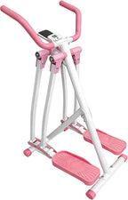 Air Walker Exercise Machine Foldable Elliptical Machine for Home Mini Elliptical for Full-Body Low-Impact Workout with LCD Display Space Walker Exercise Equipment for Home Gym Pink