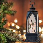 Eldnacele 12” Christmas Snow Globe Lantern Snowman with Music & Timer, USB Lined/Battery Operated Lighted Water Glittering Lantern for Christmas Festival Decoration Gifts – Snowman
