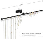 2 Pack Wall Jewelry Organizer, 14.5'' Necklace Holder for Hanging Earring, Ring, Bracelet, Hairband, Glasses Storage, Decorative Space-Saving Jewelry Display-Black