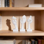 3 Pcs Thinker Small Statue Set - White Art Abstract Home Accent Figurines for Decor Woman Apartment Bookshelf Floating Shelf Coffee Table Office Desk Bathroom Counter Decor (3 Pcs White, 6")
