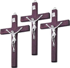 CHENGXIN Catholic Crucifix Wall Cross 3 Pack, Small Wooden Cross with Jesus for Home Decor, 4.7 inches