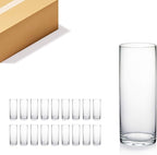 WGVI Quality Thick Clear Cylinder Glass Vases, 3" W x 8" H, Bud Vase Skinny Narrow Floral Bouquet Flower Container for Wedding Centerpieces Tabletop Décor Brush Pen Holder, Bulk Wholesale, 18 Pieces