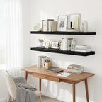 Vivelove 2 inch Thick Floating Shelves for Wall 48 Inches Long, 12" Deep Wall Shelves, for Bedroom, Bathroom, Living Room, Kitchen, Office, Modern Home Decor, 48" X 12" X 2", Set of 2, Black