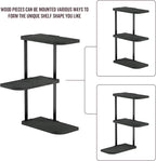 Love-KANKEI Corner Shelf Wall Mount of 3 Tier Rustic Wood Floating Shelves for Bedroom Living Room Bathroom Kitchen Office and More Black
