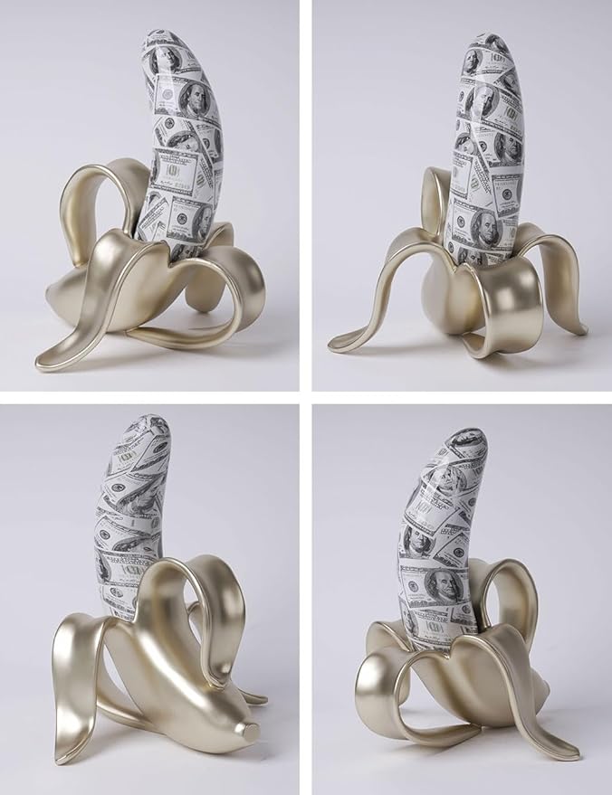 Banana Statue Abstract Sculpture Decor Modern Gift Table Centerpiece Figurine for Home Room Office Polyresin 13.4 Inch