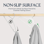 HOUSE DAY White Velvet Hangers 60 Pack, Non Slip Clothes Felt Hanger Heavy Duty for Coat, Premium Slim Space Saving Suit Hangers for Closet Organizer, 360° Rotating Silver Hook