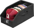 Livelab Hat Organizer for Baseball Caps, Hat Storage Holder Container for Closet Hold Up to 24 Caps with Clear Window, Hat Boxes for Home Storage | 2Pcs Black