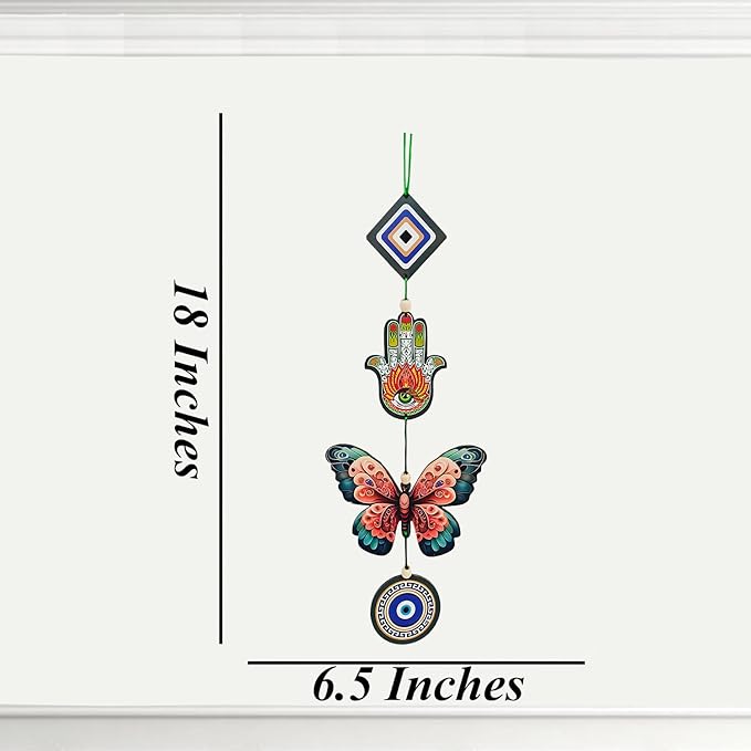 Decorative Bird Mobile Wall Hanging, Colorful Swallow Design with Flowers, Traditional Tattoo Style Art (Butterfly_Hanging_D_1)