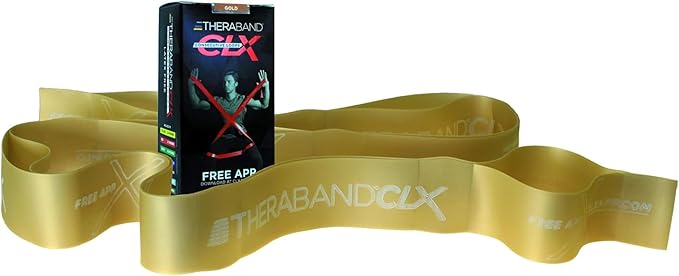 THERABAND CLX Resistance Band with Loops, 5-Foot Non-Latex Exercise Band for Mobility, Rehab, Stretching & Home Workouts, Color-Coded Resistance Levels