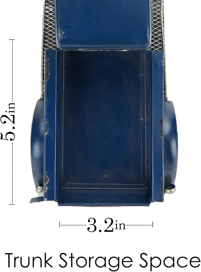 SOFFEE DESIGN 12in Collectible-Vehicles Classic Truck, Pick-up Model Iron Decorations, Collectible Figurine Desktop Car Wine Holder for Home Decor, Dark Blue
