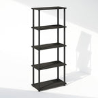 Furinno Turn-N-Tube Book Shelf, 5-Tier Bookshelf, Bookcase with Multipurpose Compact Display Rack, 11.6 x 23.6 x 57.4, for Living Room, Bedroom, Home Office, Espresso/Black